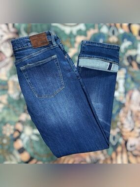 Flint and Tinder Jeans Mens 30x32 Selvedge Denim Stretch Straight Fit Blue